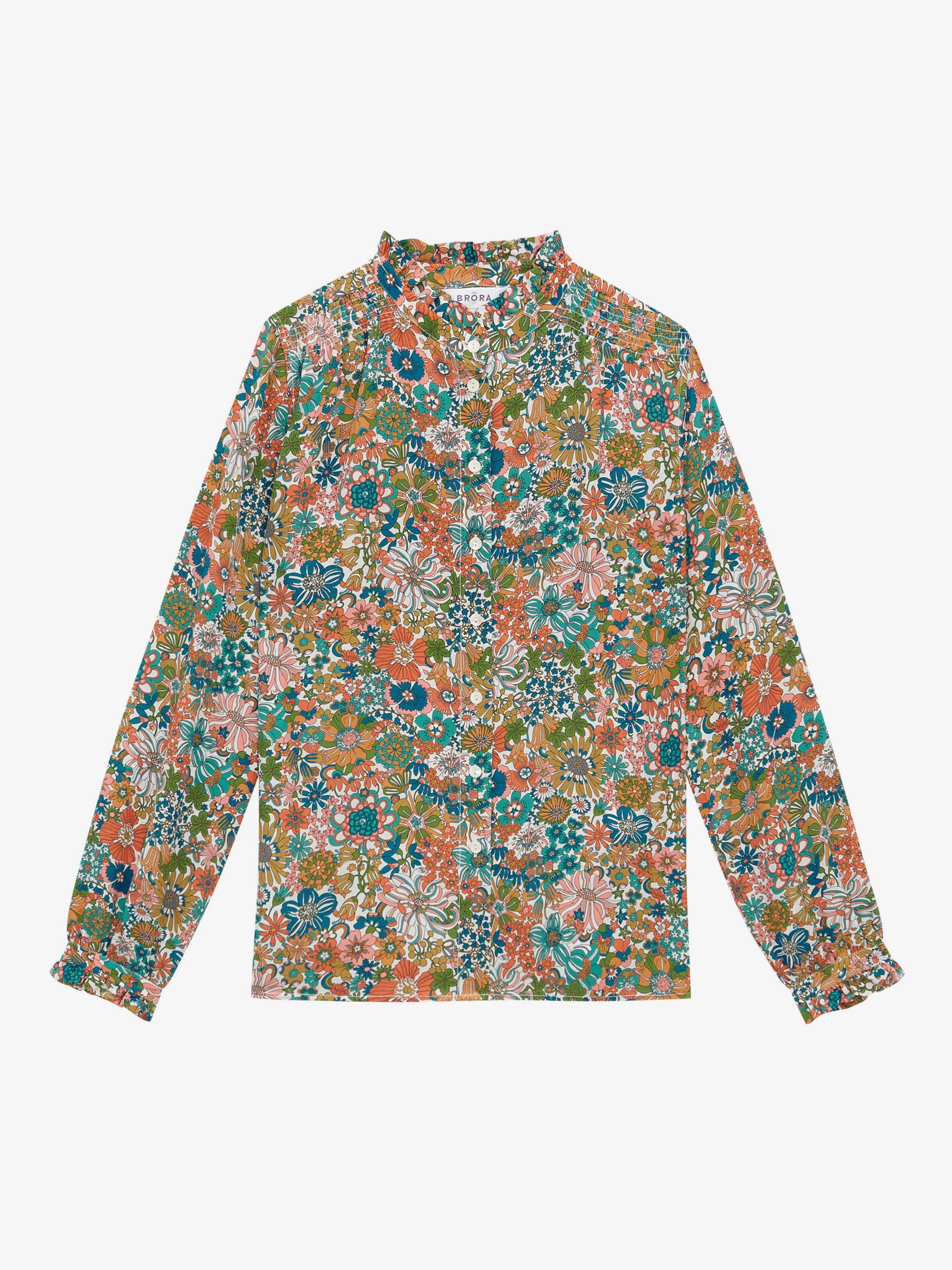 Buy Brora Liberty Floral Print Pie Crust Collar Silk Shirt, Ocean Jungle Online at johnlewis.com