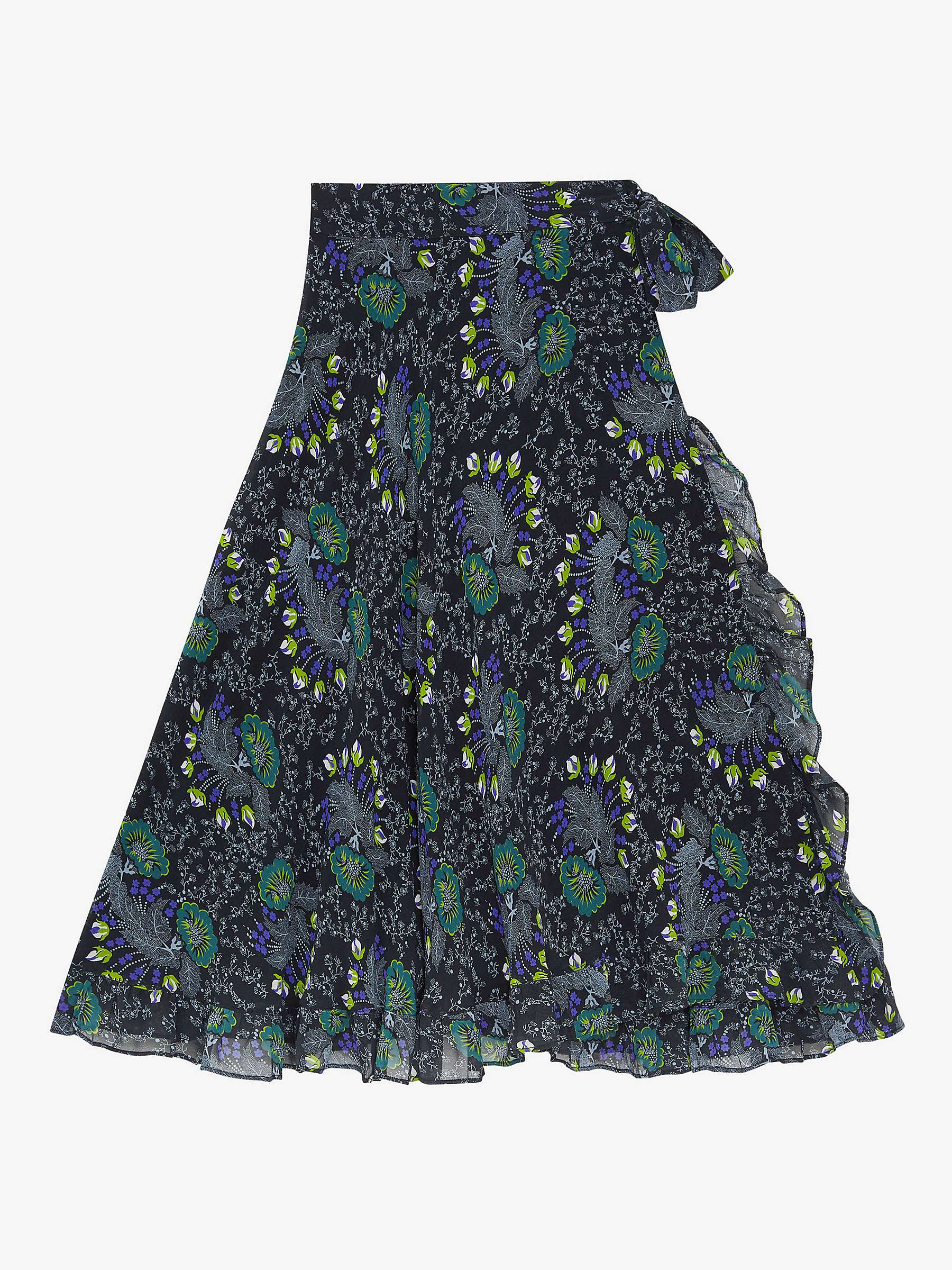 Buy Brora Silk Passion Flower Wrap Midi Skirt, Black/Multi Online at johnlewis.com