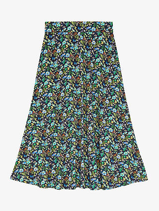 Brora Liberty Print Jersey Midi Skirt, Rainbow Bouquet