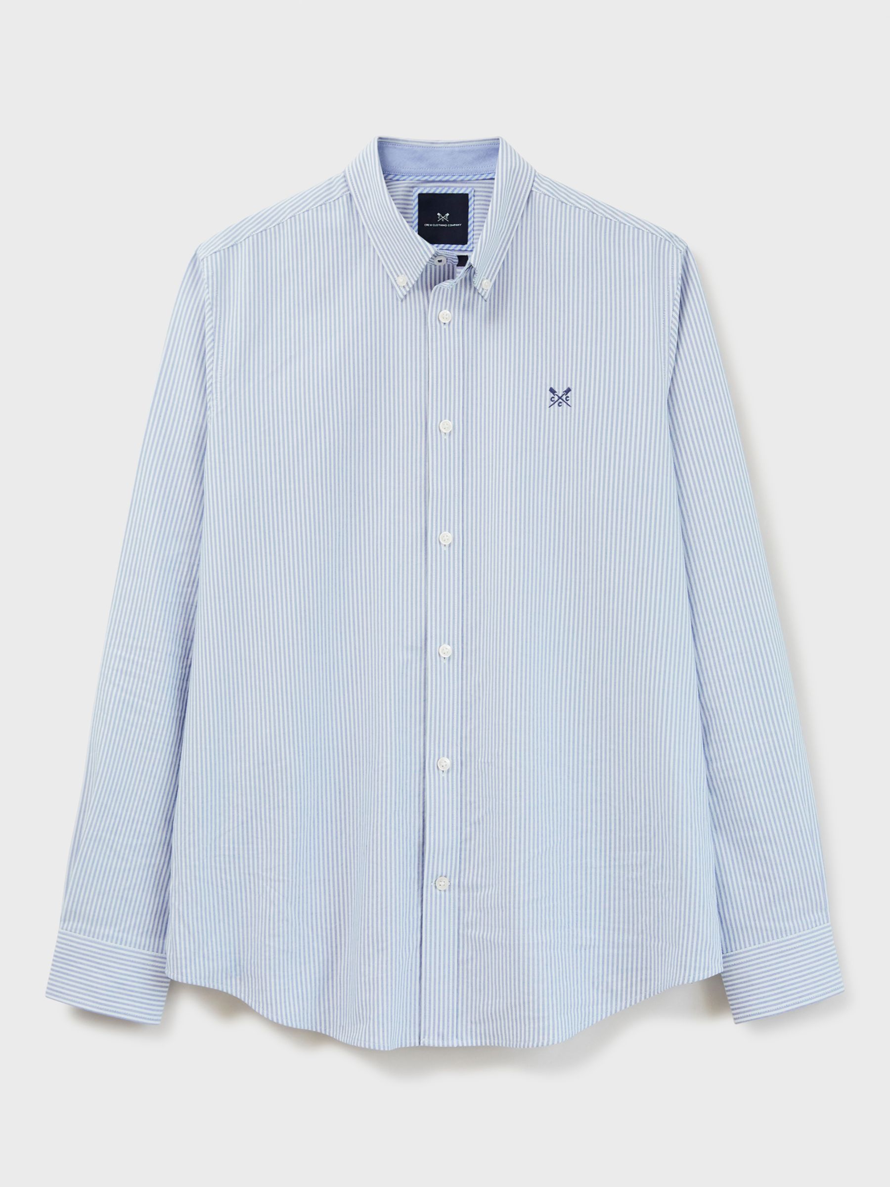 Crew Clothing Oxford Stripe Cotton Shirt, Blue, L
