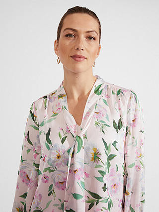 Hobbs Aria Floral Blouse, Pale Pink