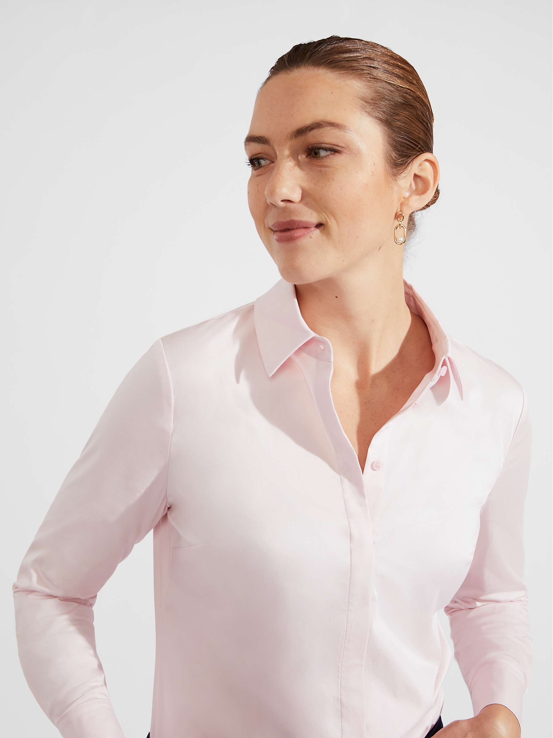 Buy Hobbs Victoria Cotton Blend Shirt, Pale Pink Online at johnlewis.com