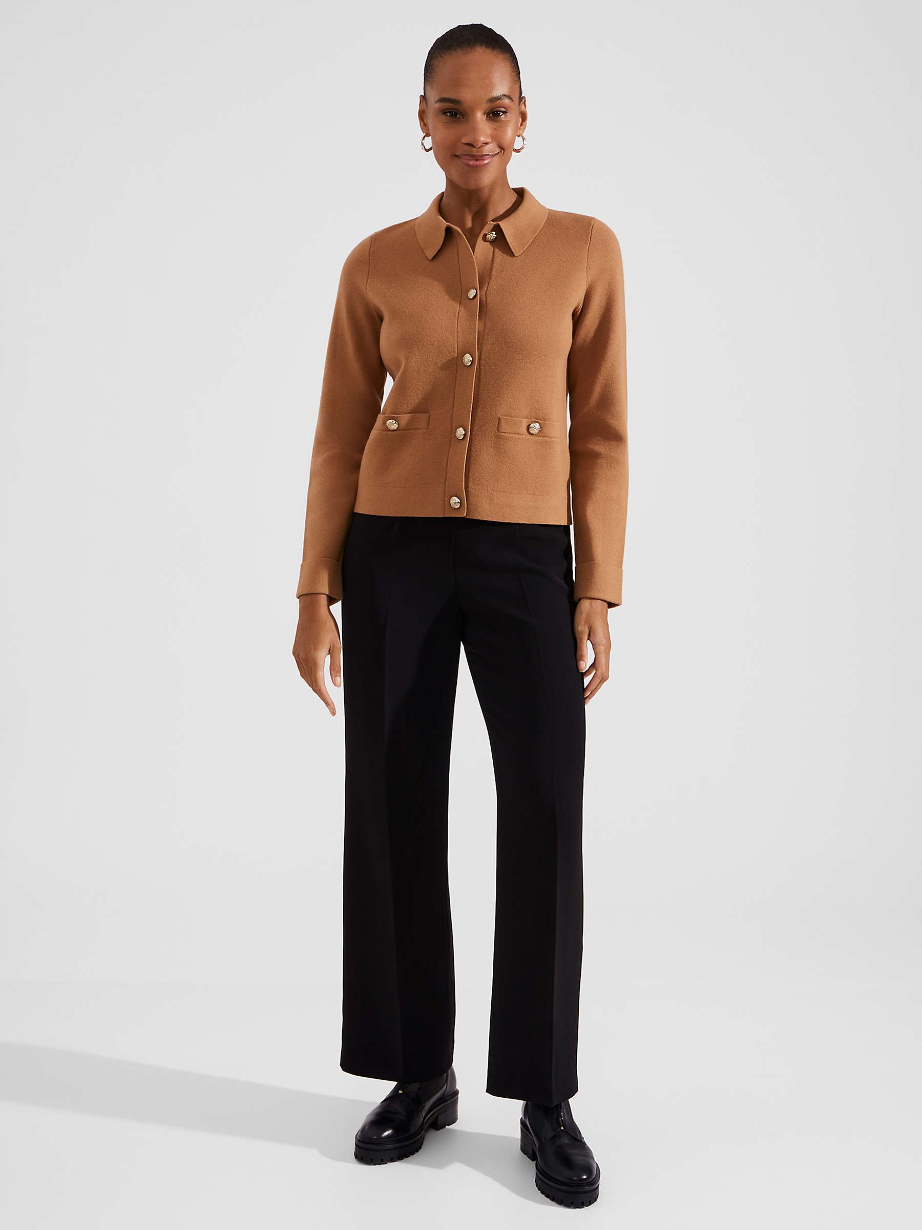 Buy Hobbs Mora Cotton Blend Knitted Jacket, Classic Camel Online at johnlewis.com