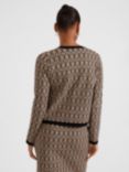 Hobbs Perrie Link Print Knitted Jacket, Black/Camel, Black/Camel