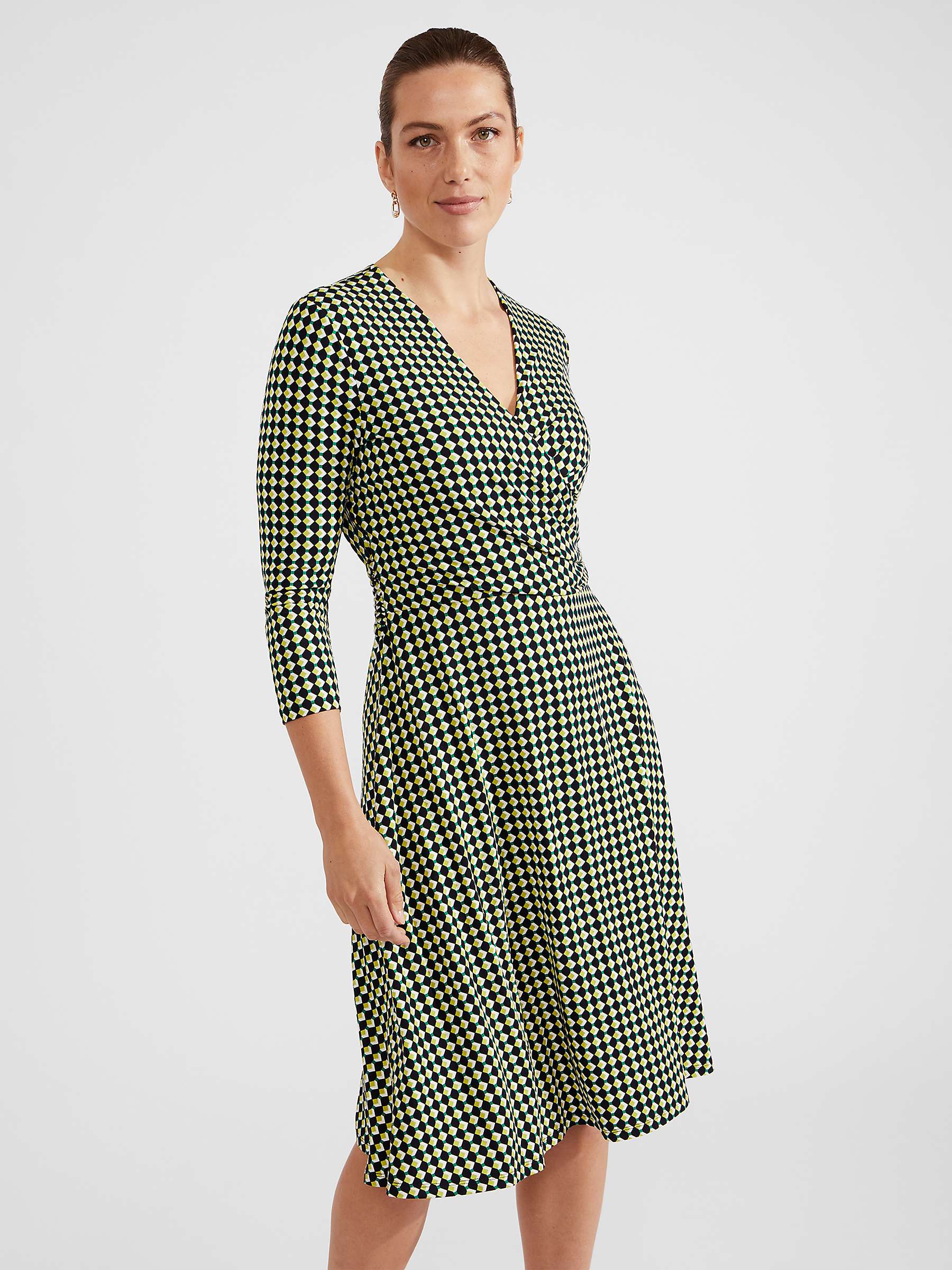 Buy Hobbs Petite Dina Gingham Print Midi Dress, Navy Online at johnlewis.com