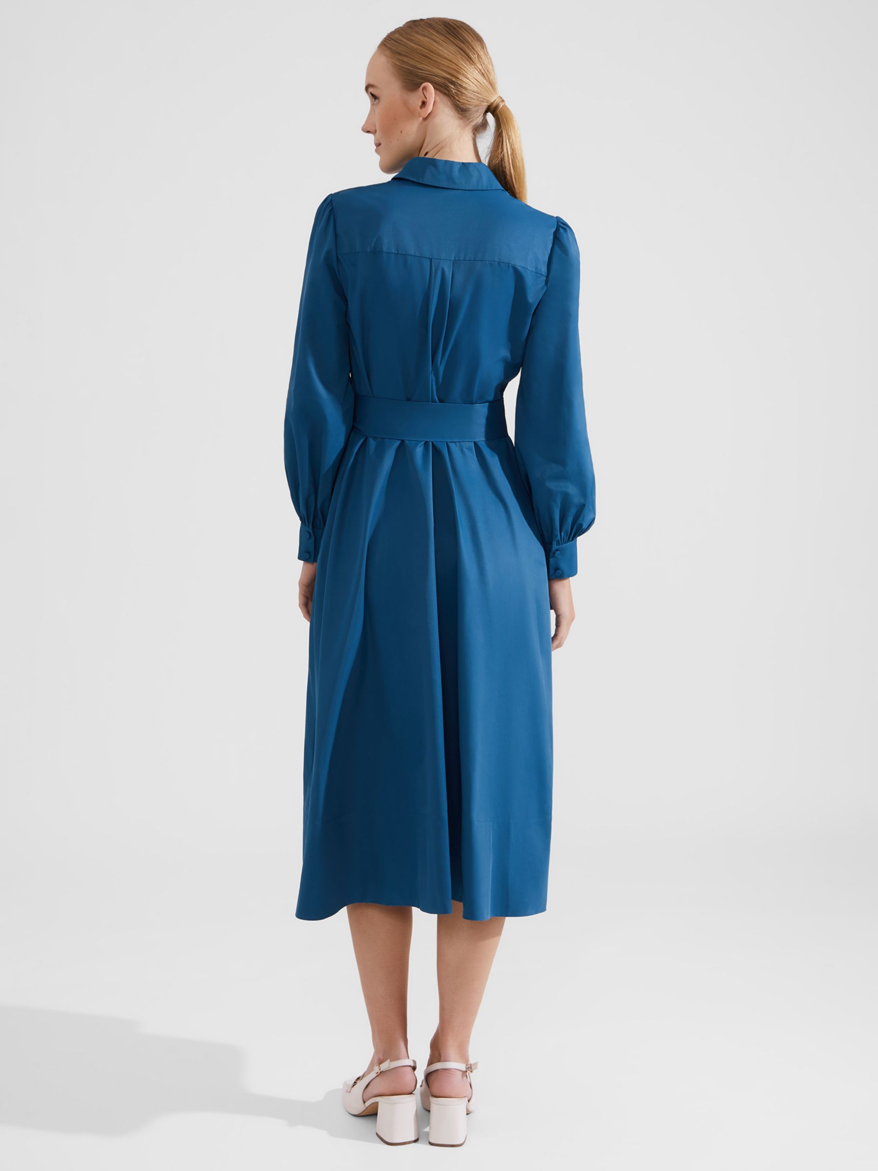Hobbs Petite Ivana Midi Shirt Dress, Lyons Blue at John Lewis & Partners