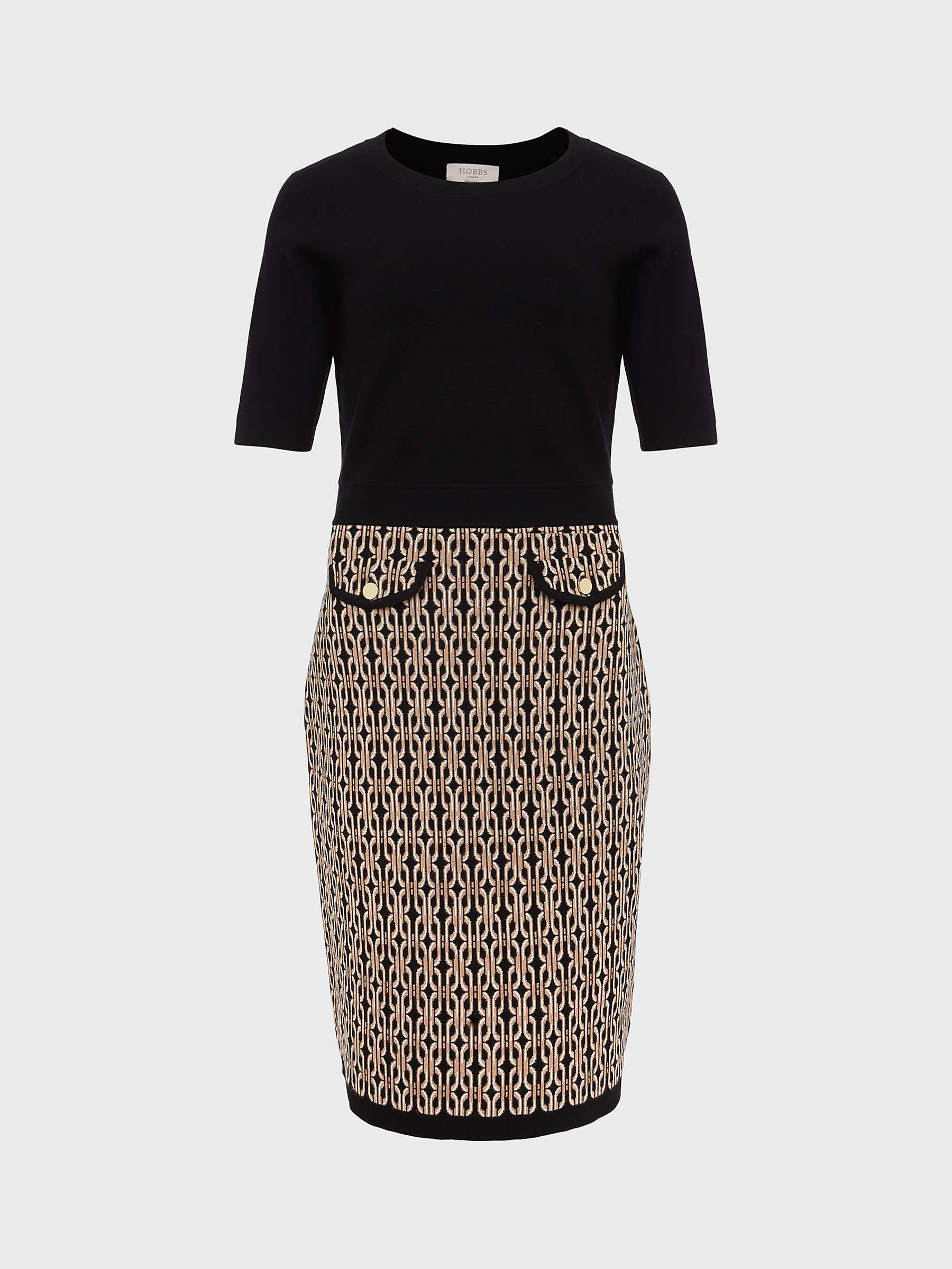 Buy Hobbs Perrie Abstract Print Knitted Dress, Black/Camel Online at johnlewis.com