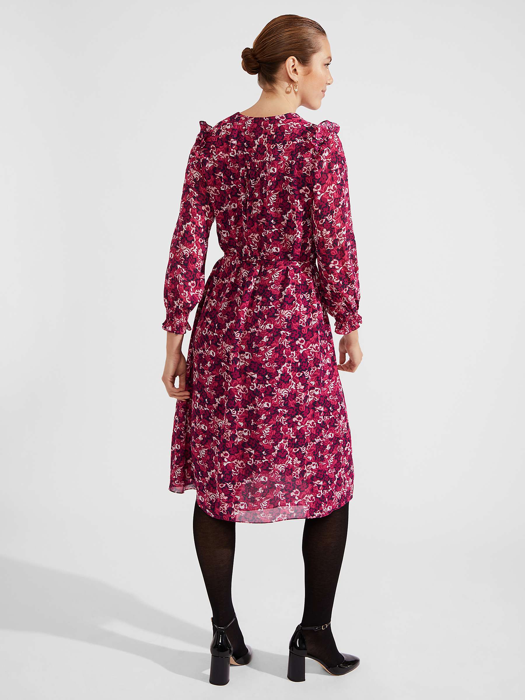 Buy Hobbs Petite Elaina Leaf Print Dress, Purple/Multi Online at johnlewis.com