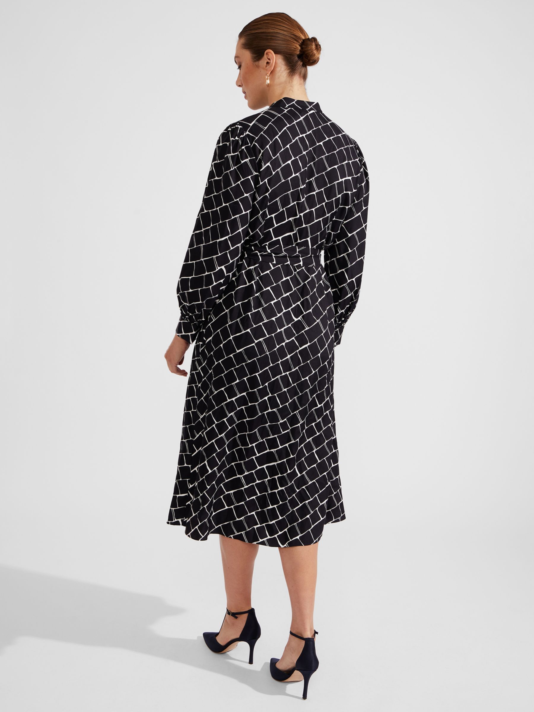 Hobbs Kalani Midi Dress, Navy/Ivory at John Lewis & Partners