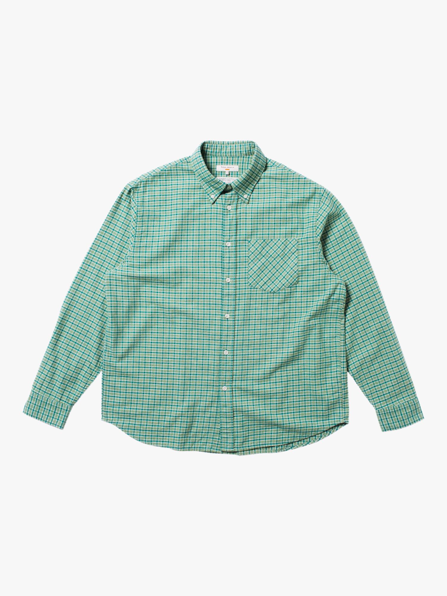 Nudie Jeans Flip Check Shirt, Green, S