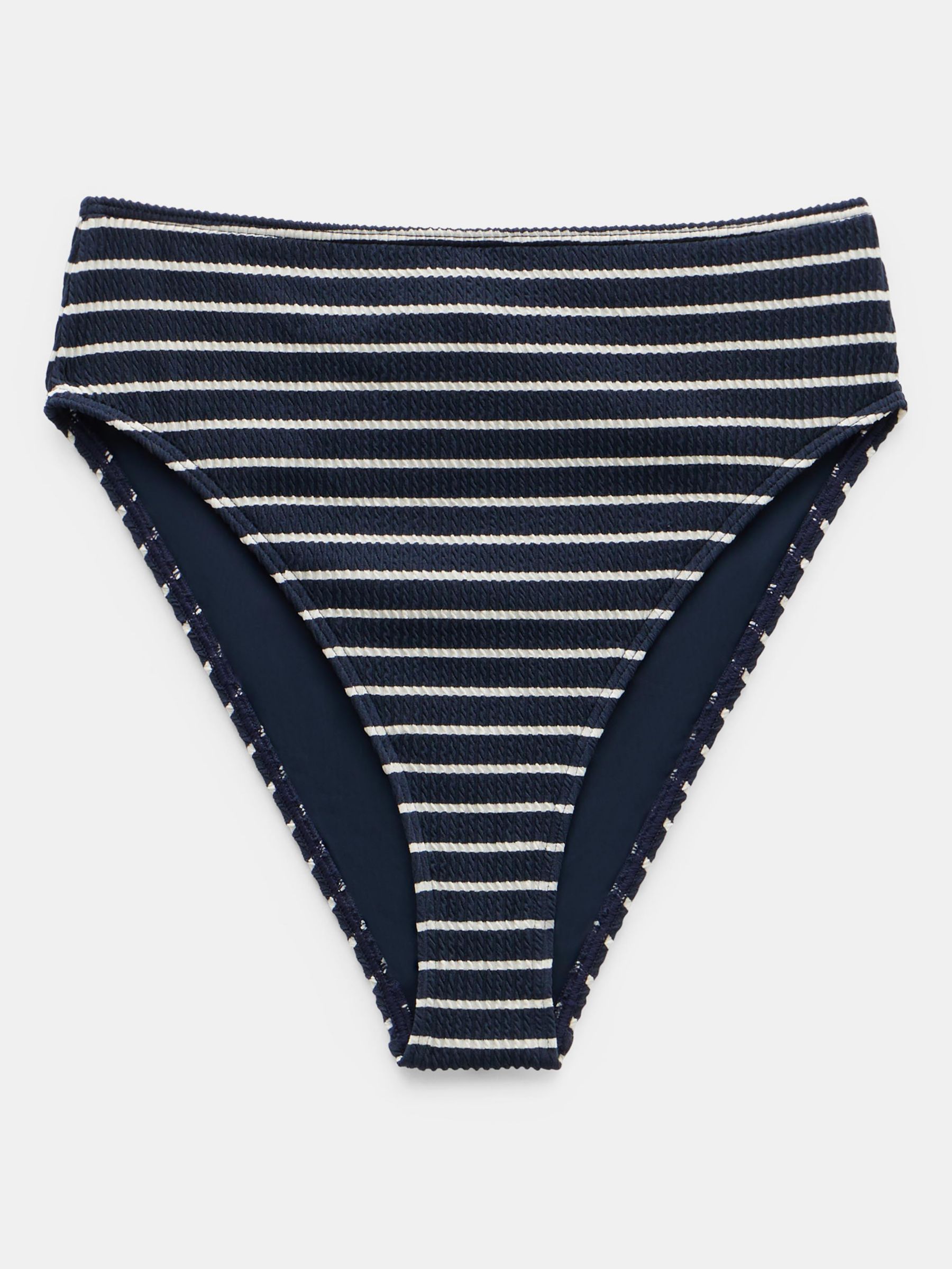 HUSH Harper High Waist Stripe Bikini Bottoms, Navy/White, 16