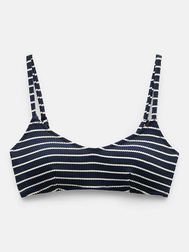 HUSH Cassidy Stripe Ribbed Bikini Top, Navy/White