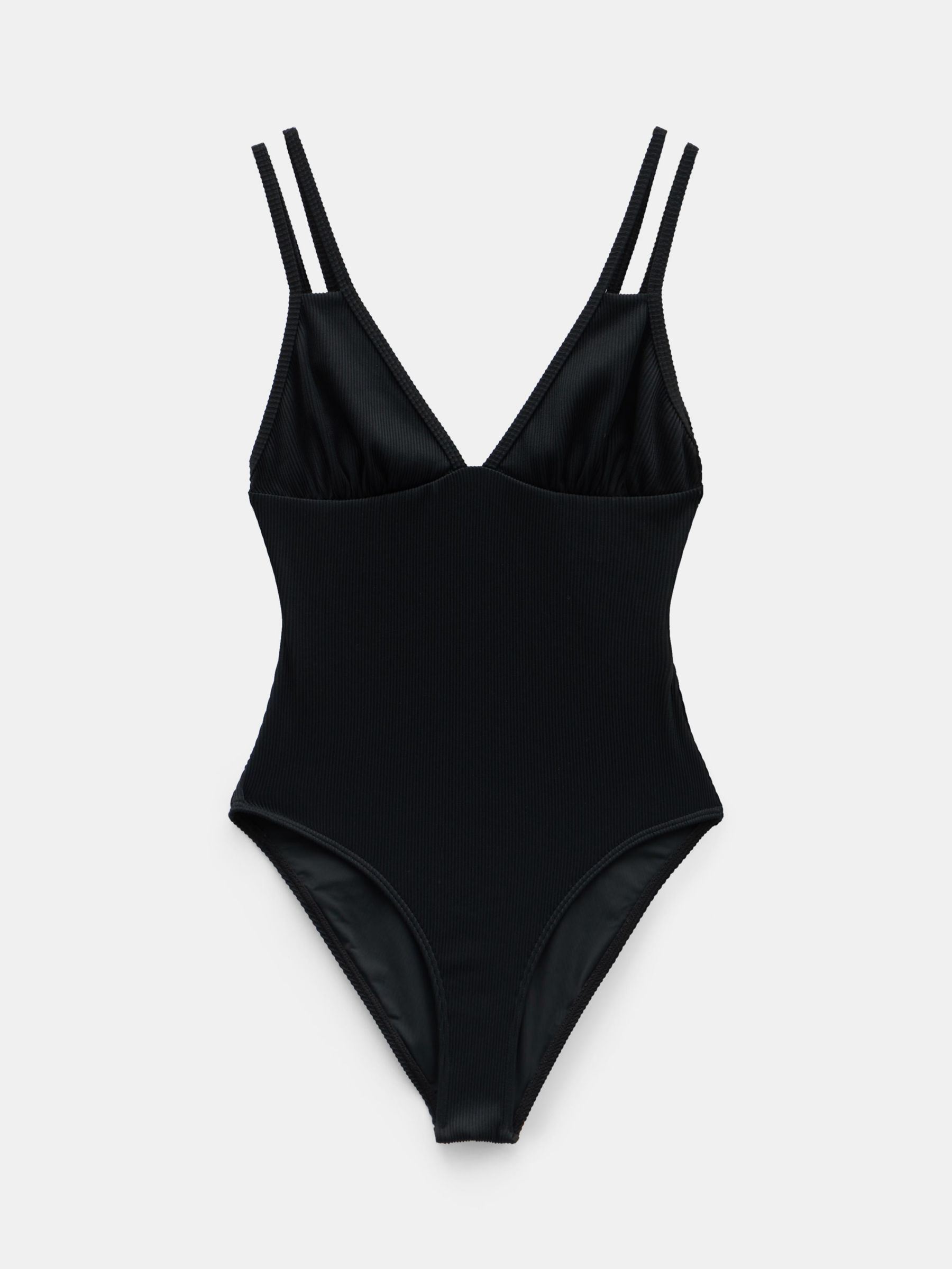 HUSH Dina Double Strap Ribbed Swimsuit, Black at John Lewis & Partners
