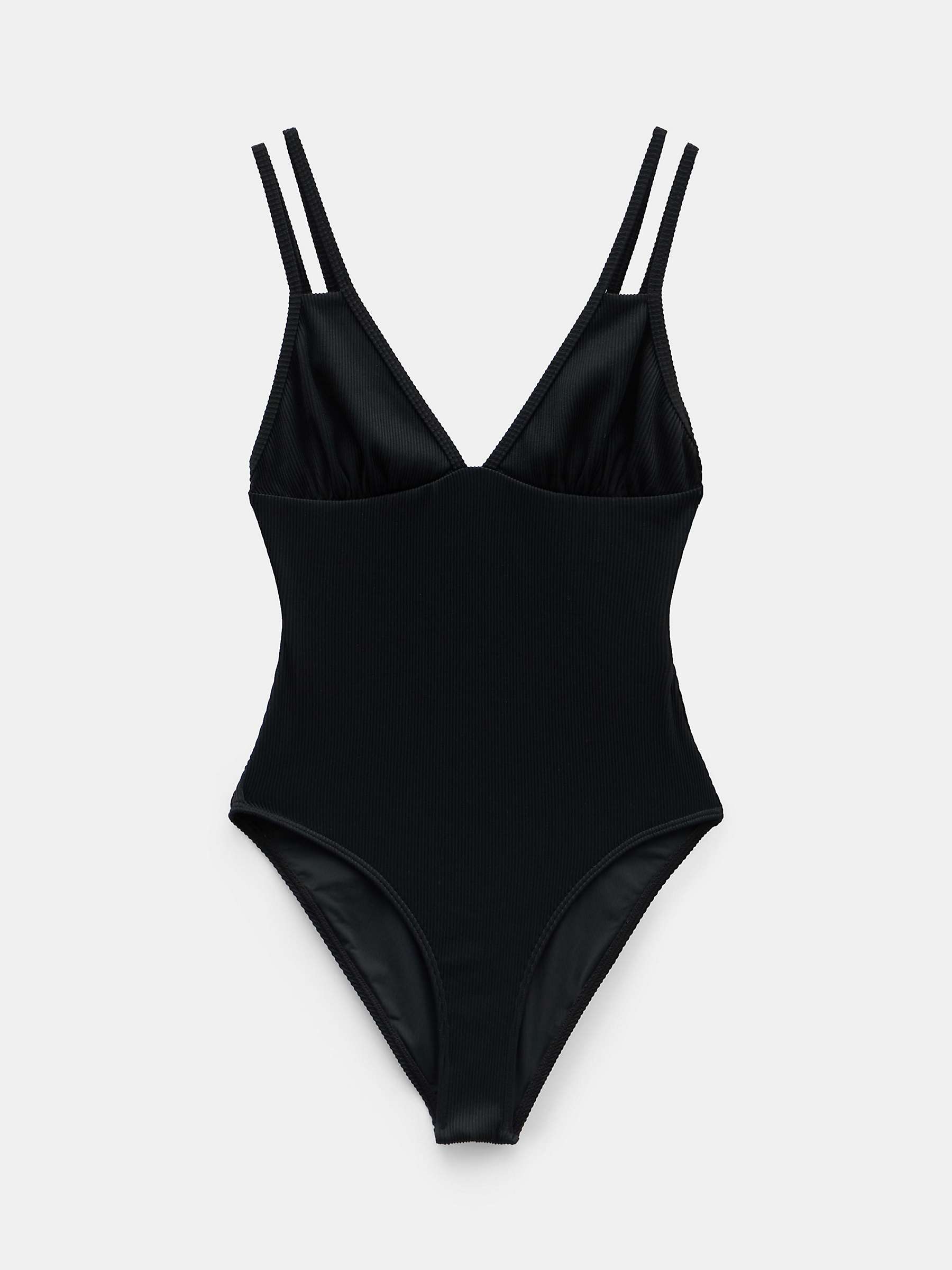 Buy HUSH Dina Double Strap Ribbed Swimsuit, Black Online at johnlewis.com