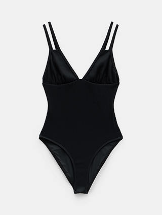 HUSH Dina Double Strap Ribbed Swimsuit, Black