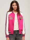 Superdry Sukajan Embroidered Bomber Jacket, Bright Pink