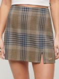 Superdry Double Check Mini Skirt, Beige/Multi