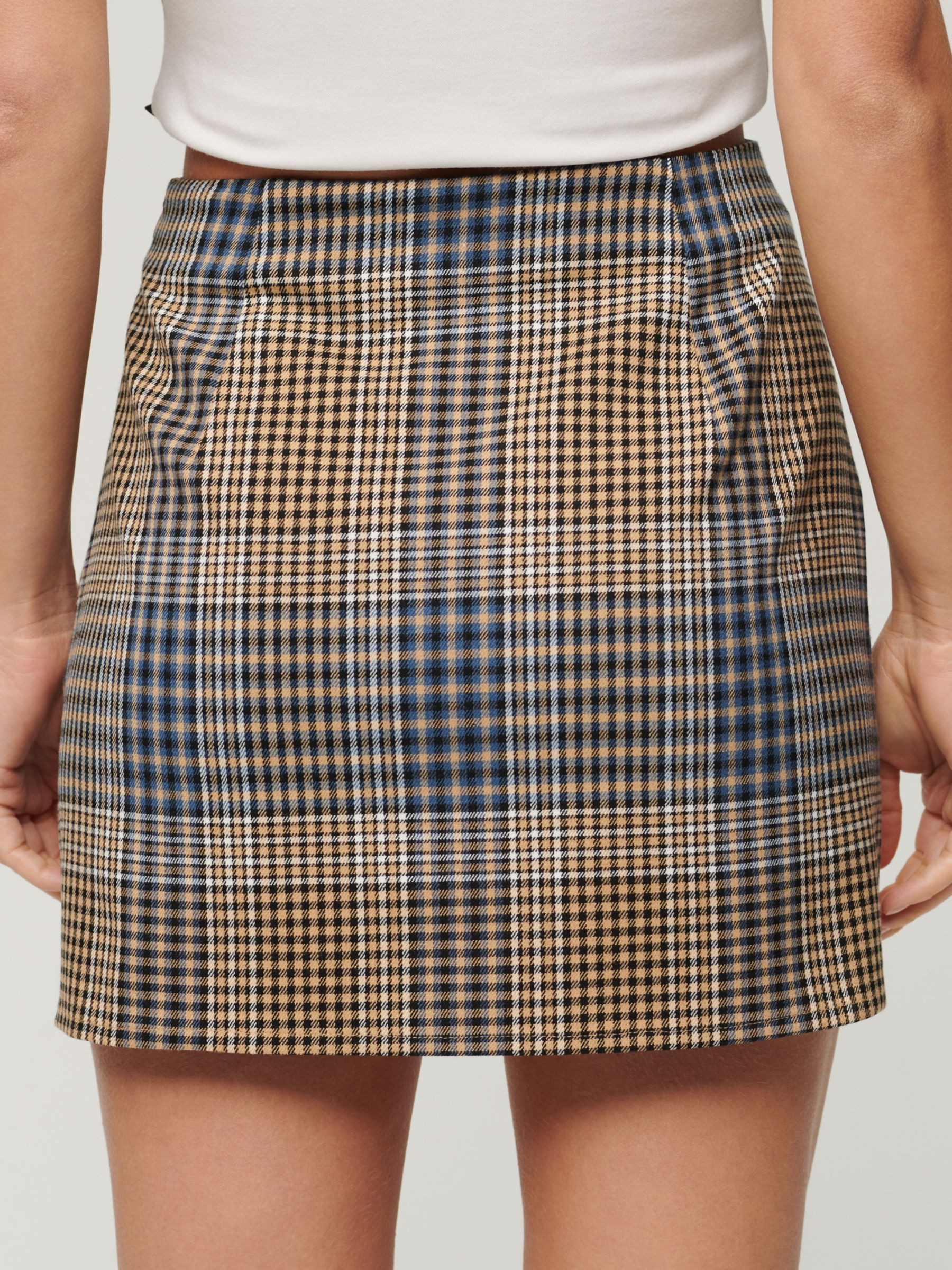 Buy Superdry Double Check Mini Skirt, Beige/Multi Online at johnlewis.com