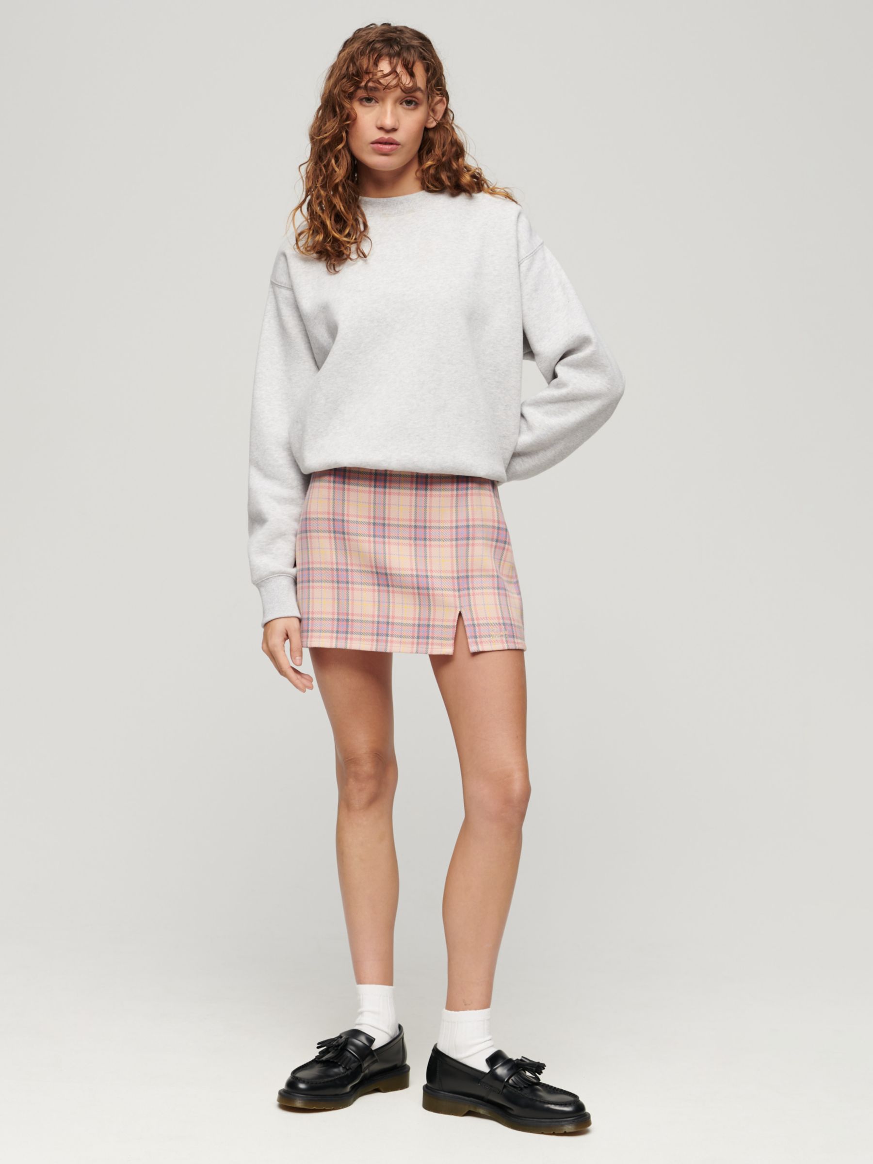 Buy Superdry Check Mini Skirt, Pink/Multi Online at johnlewis.com