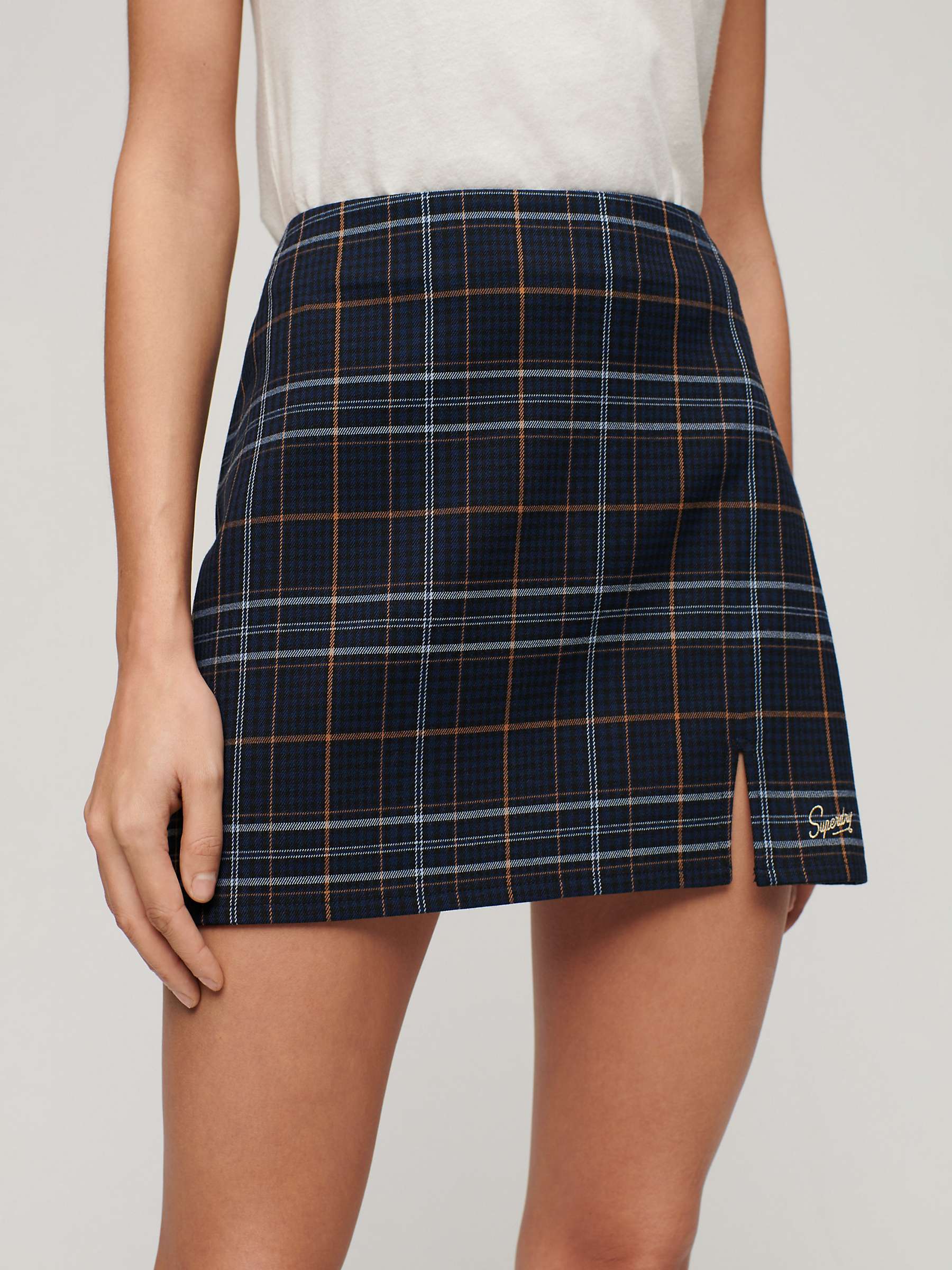 Buy Superdry Check Mini Skirt, Blue/Yellow Online at johnlewis.com