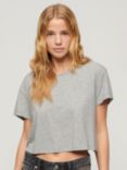 Superdry Slouchy Cropped T-Shirt, Pepper Grey Marl