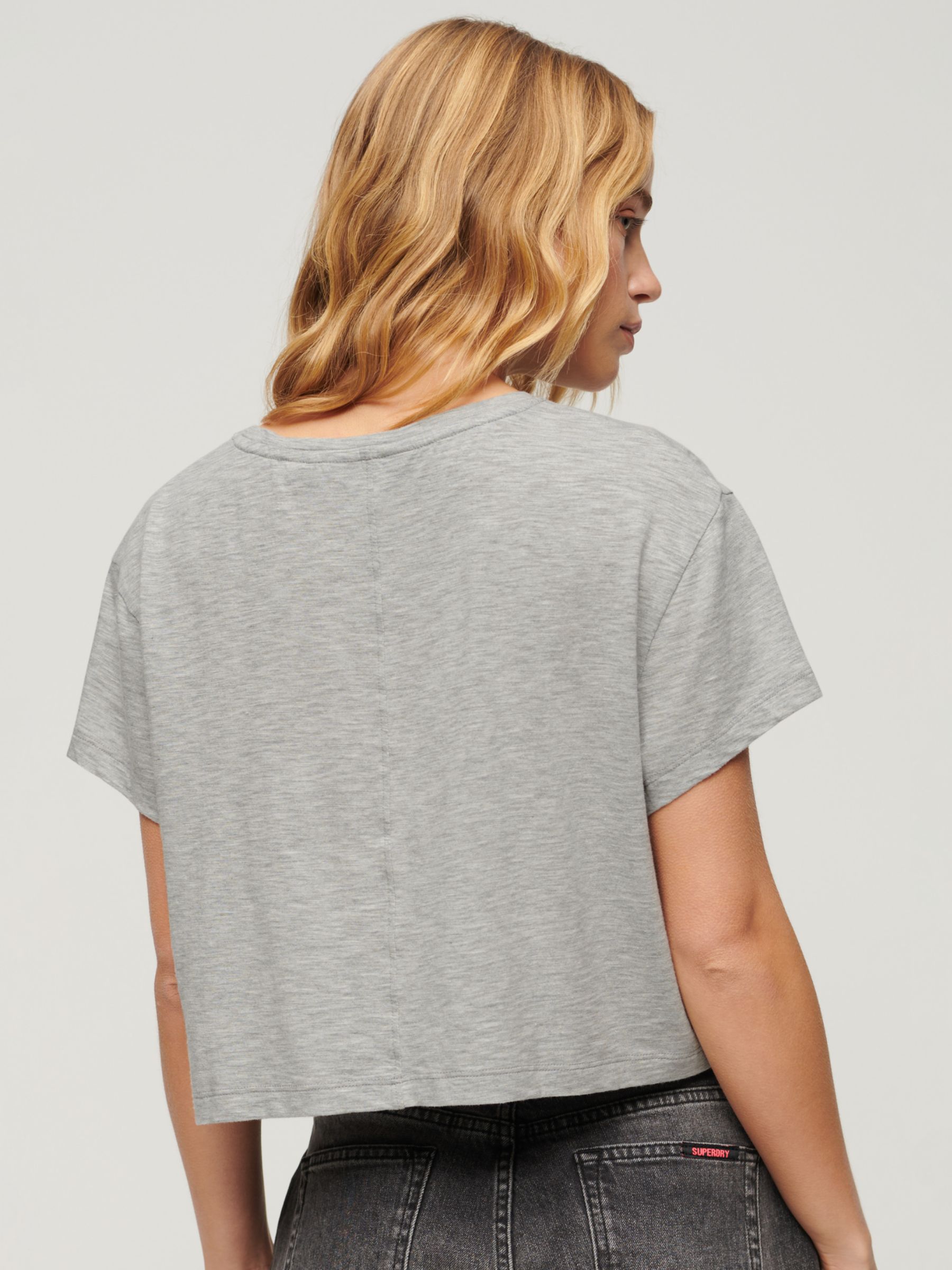 Buy Superdry Slouchy Cropped T-Shirt, Pepper Grey Marl Online at johnlewis.com