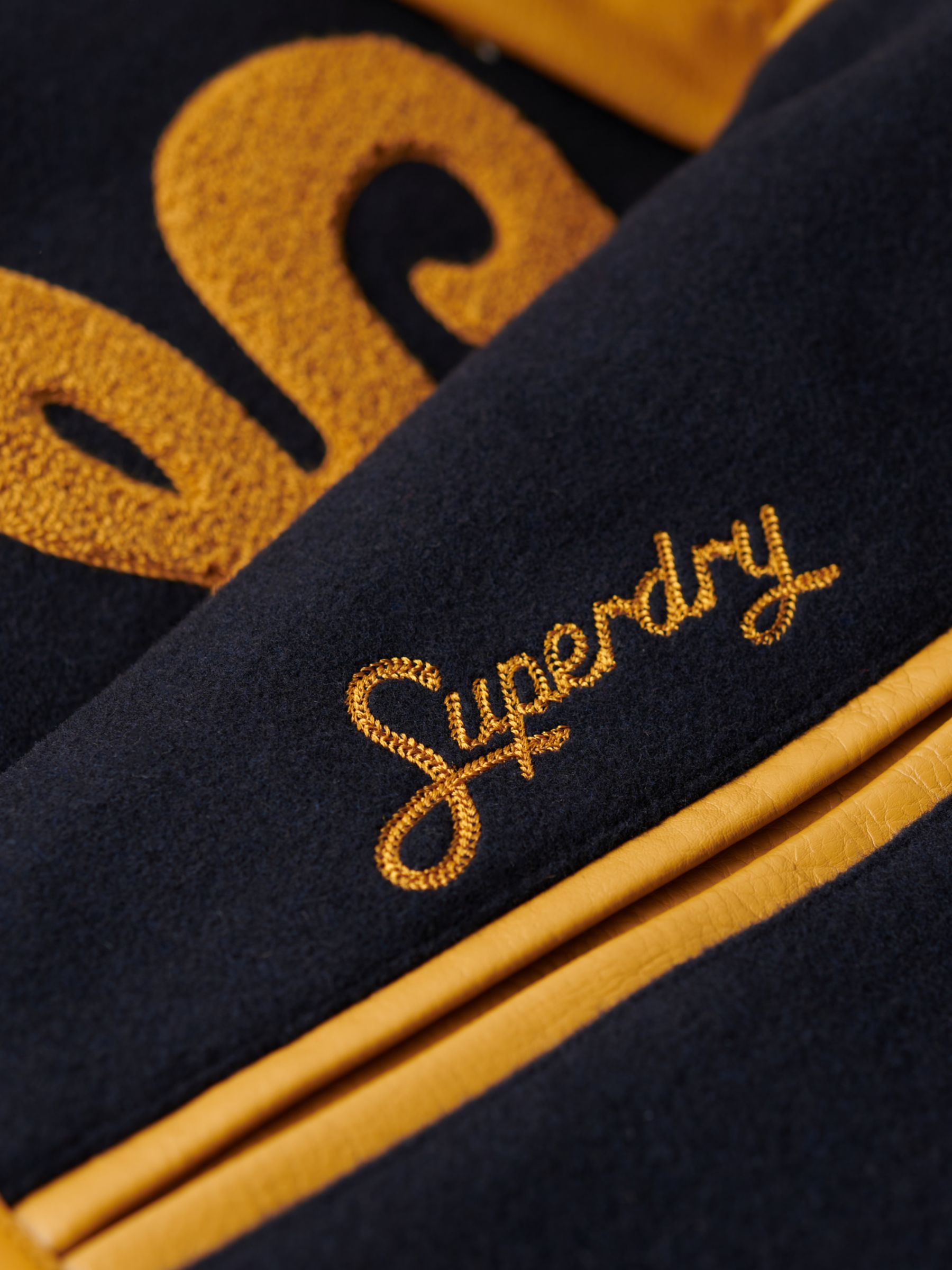 Superdry Collared Patched Bomber Jacket, Navy/Multi, S