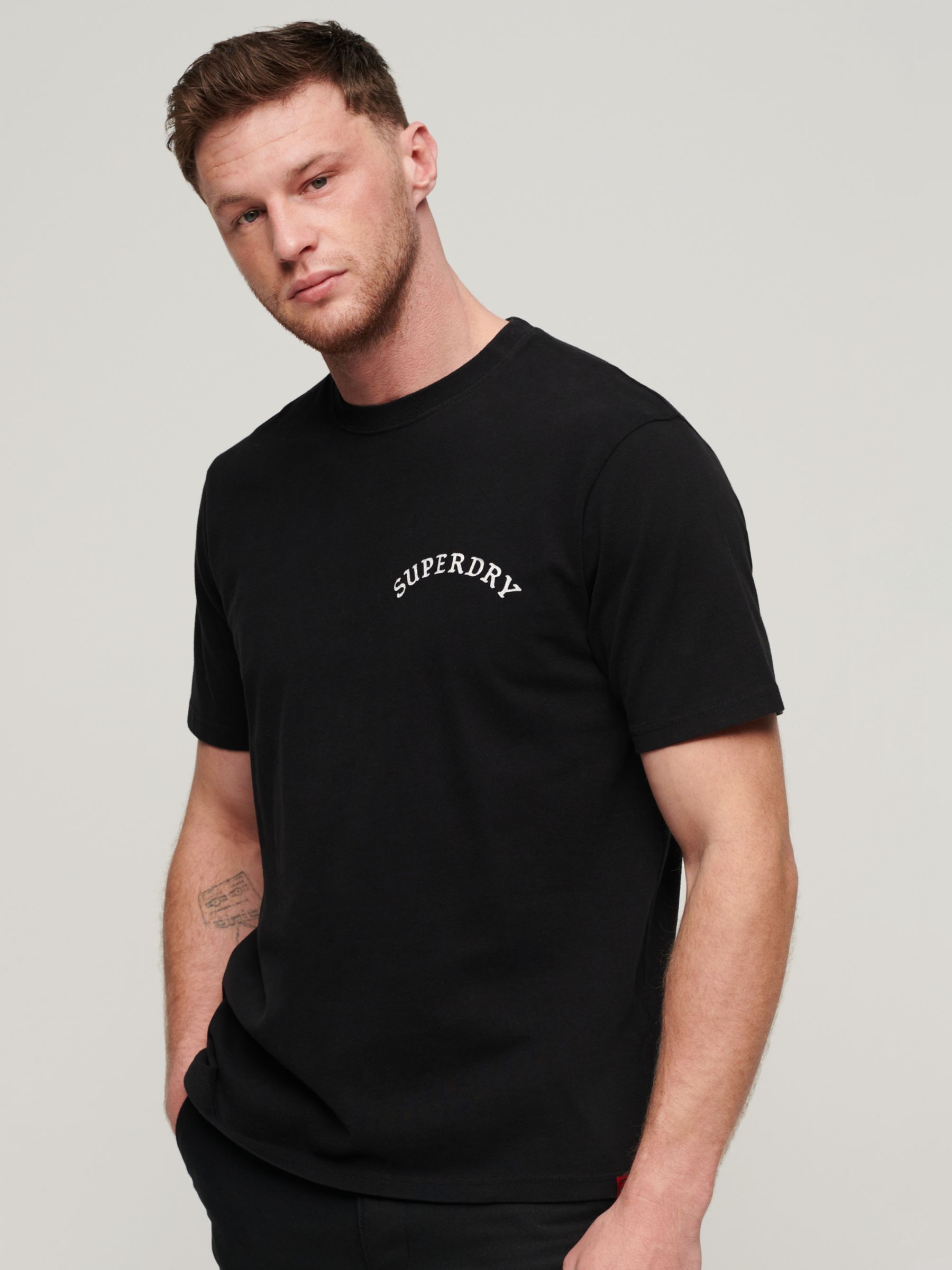 Superdry Tattoo Graphic Loose Fit T-Shirt, Washed Black at John Lewis ...