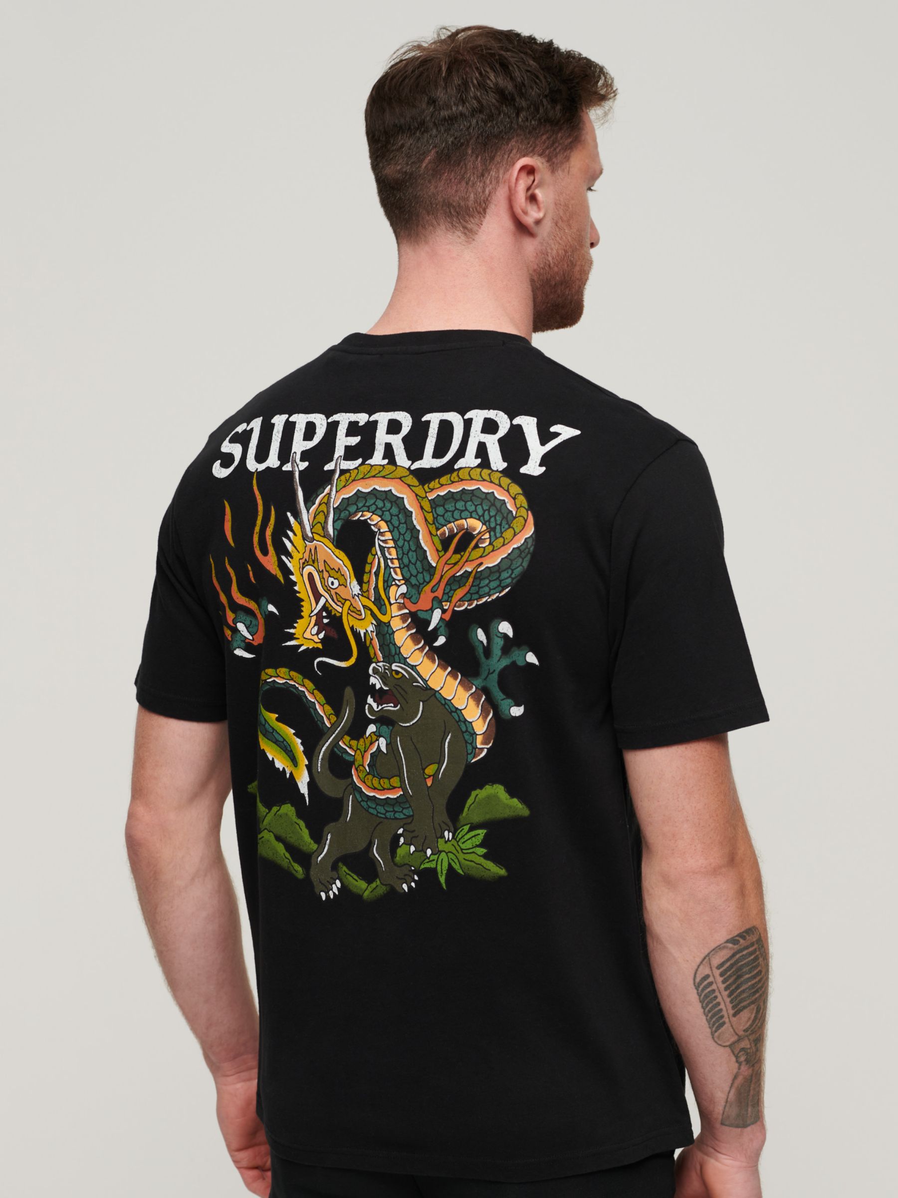 Superdry Tattoo Graphic Loose Fit T-Shirt, Washed Black, S