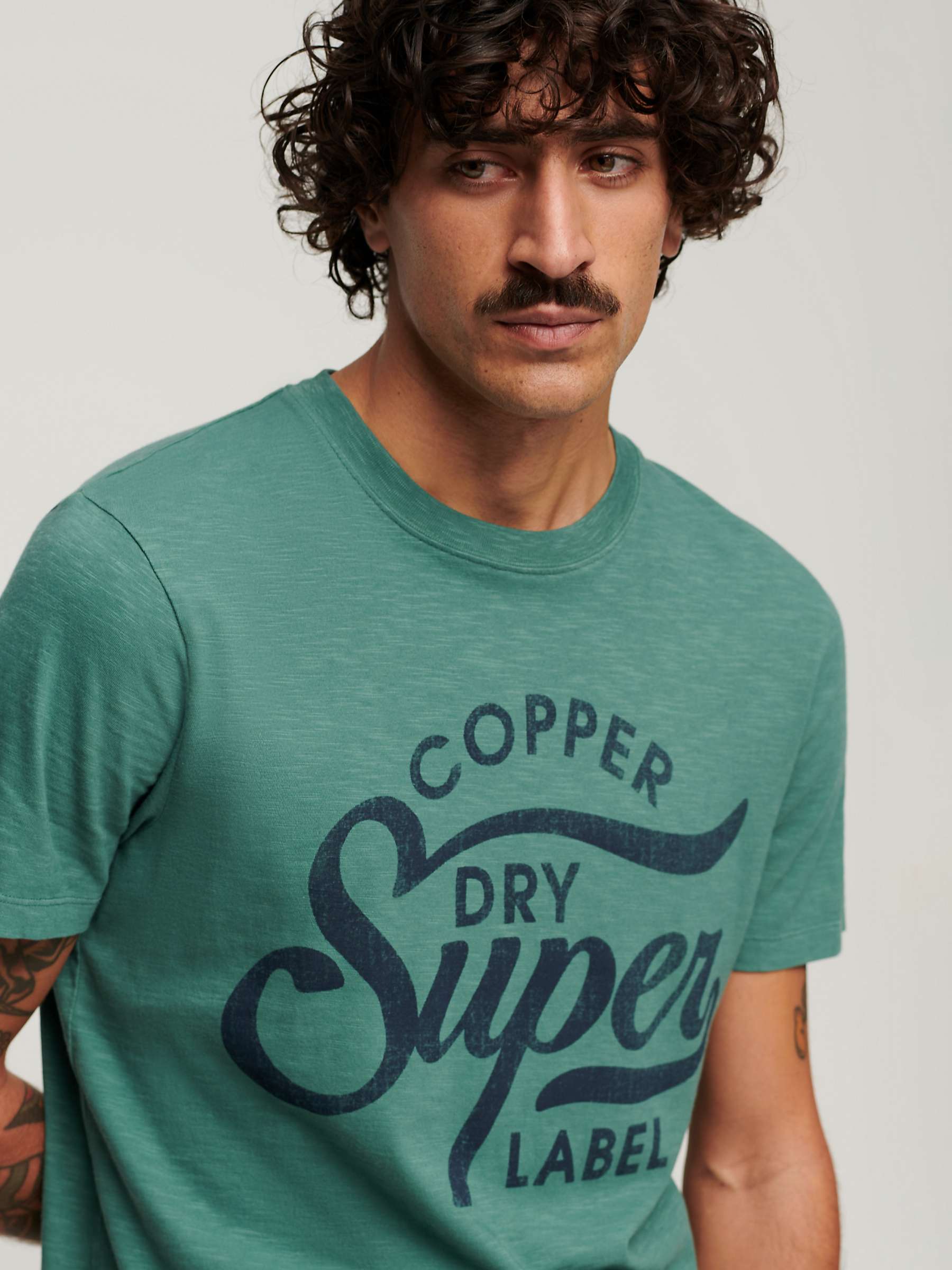 Buy Superdry Copper Label Script T-Shirt, Drius Green Slub Online at johnlewis.com