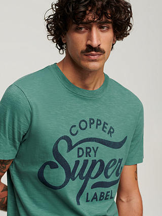 Superdry Copper Label Script T-Shirt, Drius Green Slub