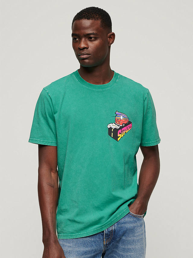 Superdry Neon Travel Loose T-Shirt, Cool Green