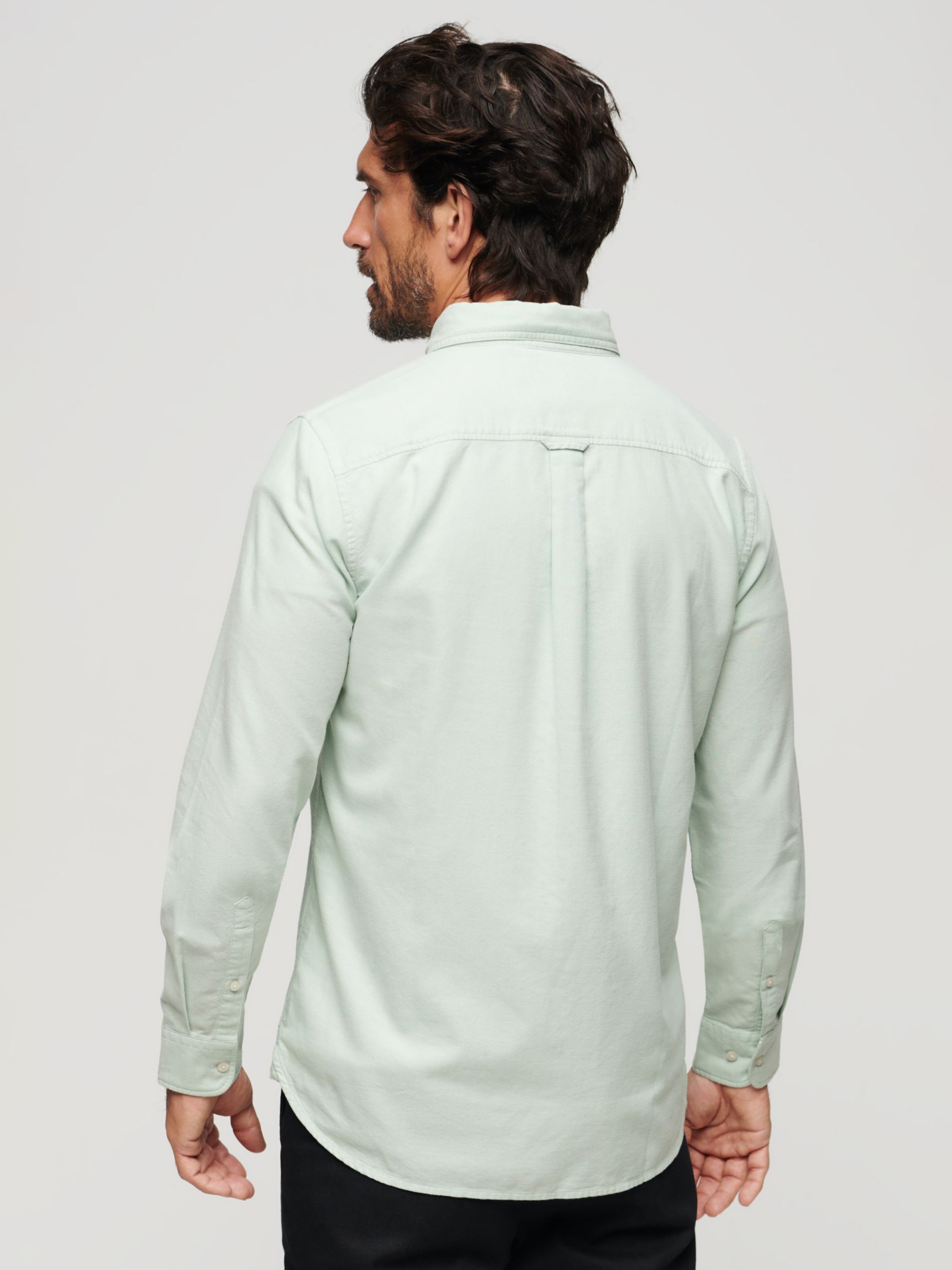Superdry Organic Cotton Long Sleeve Oxford Shirt, Light Green at John ...