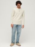 Superdry Relaxed Fit Waffle Cotton Henley Top, Light Stone Beige