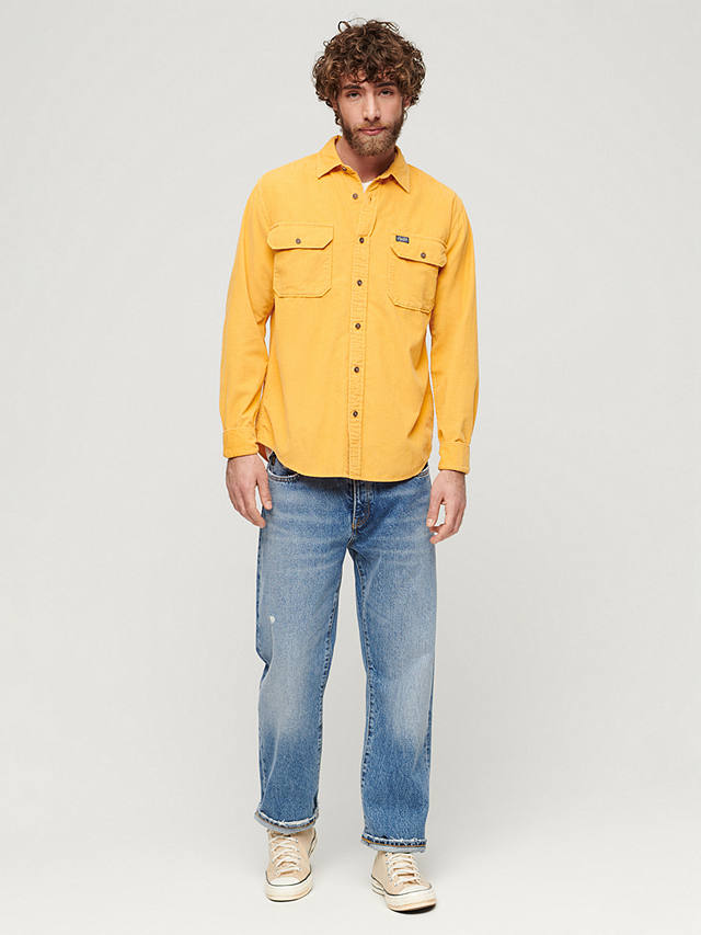 Superdry Micro Cord Long Sleeve Shirt, Golden Yellow
