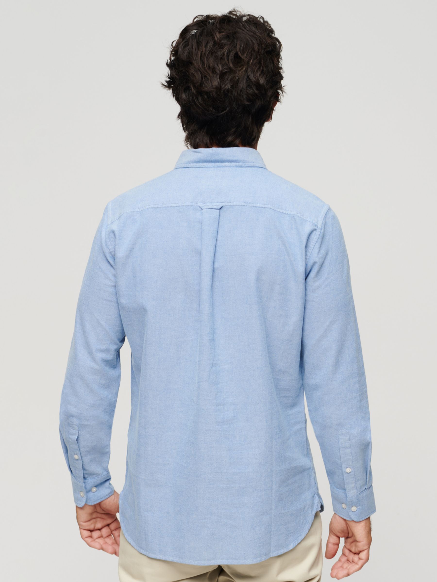 Superdry Organic Cotton Long Sleeve Oxford Shirt, Royal Blue, S