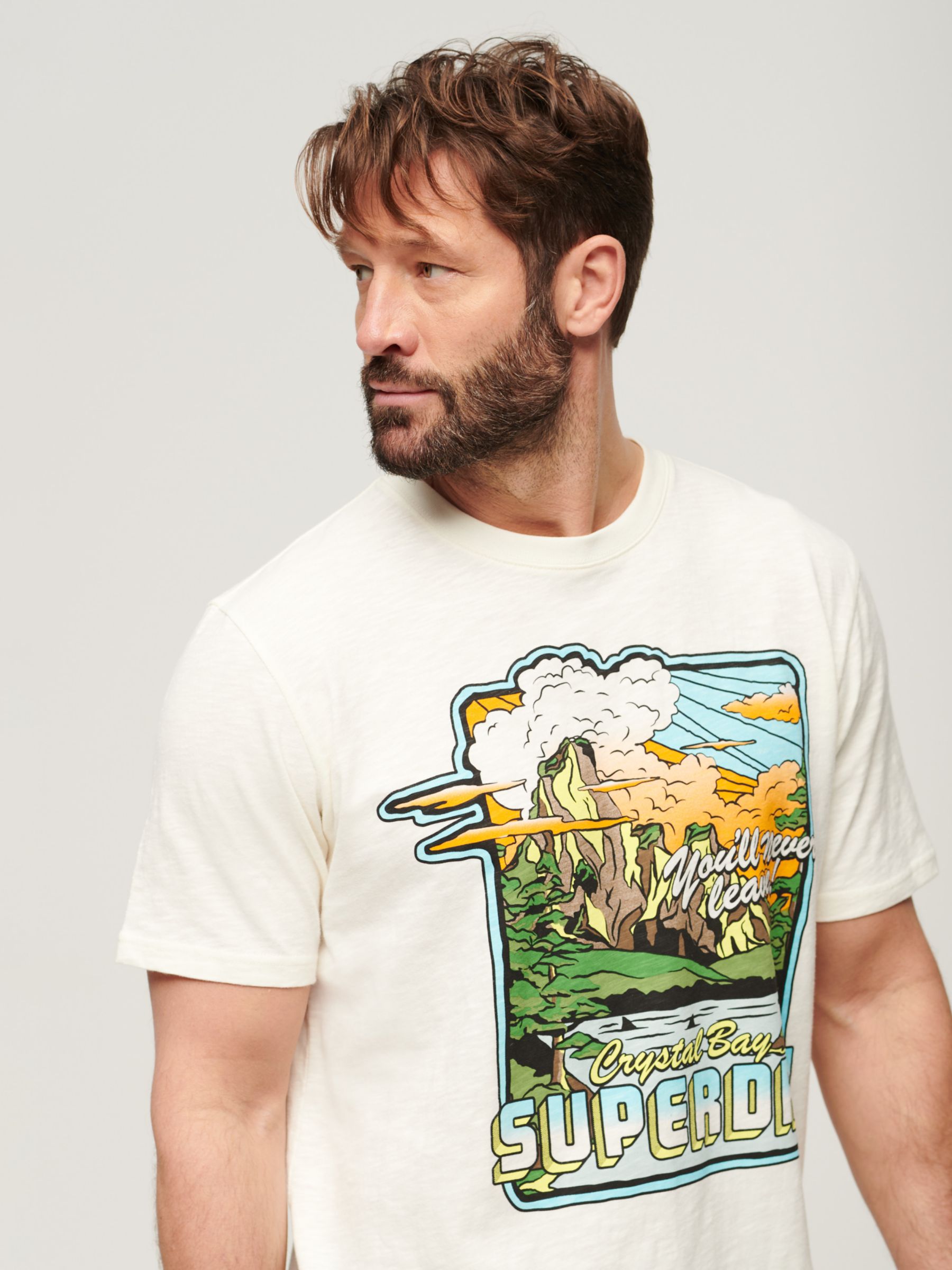 Buy Superdry Neon Travel Graphic Loose T-Shirt, Off White/Multi Online at johnlewis.com