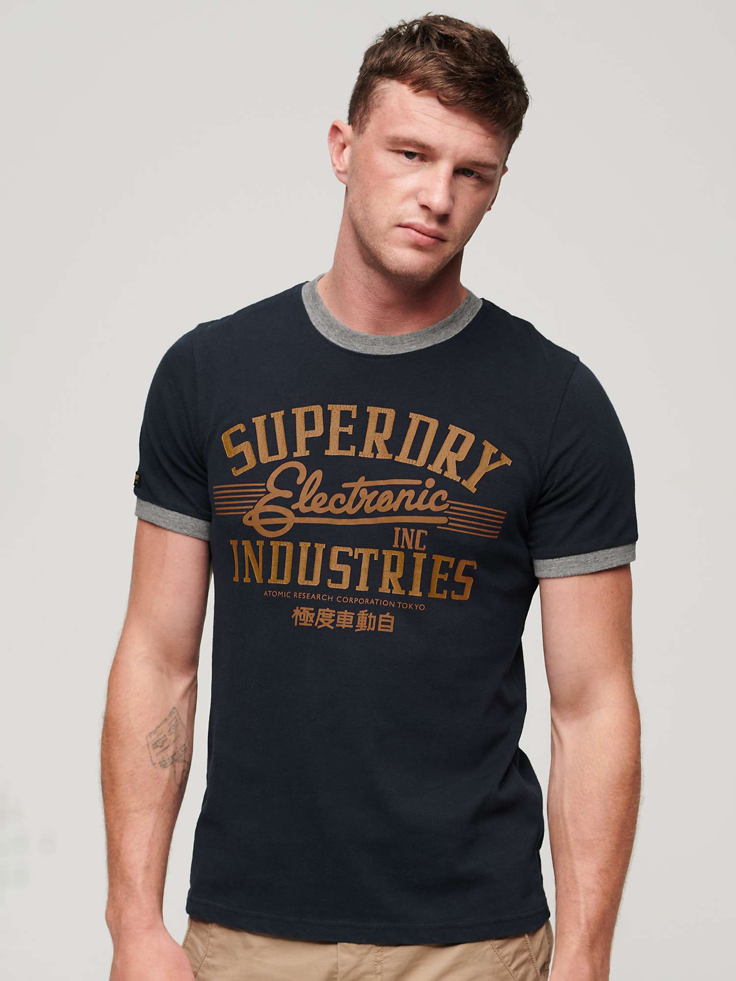 Buy Superdry Ringer Workwear Graphic T-Shirt, Navy/Multi Online at johnlewis.com