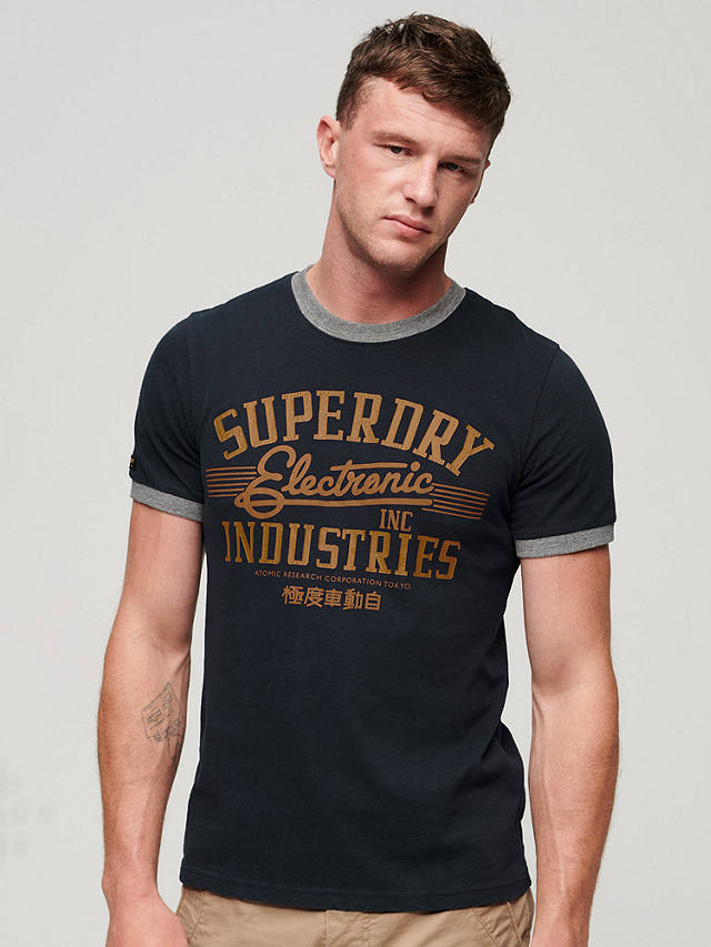 Superdry Ringer Workwear Graphic T-Shirt, Navy/Multi