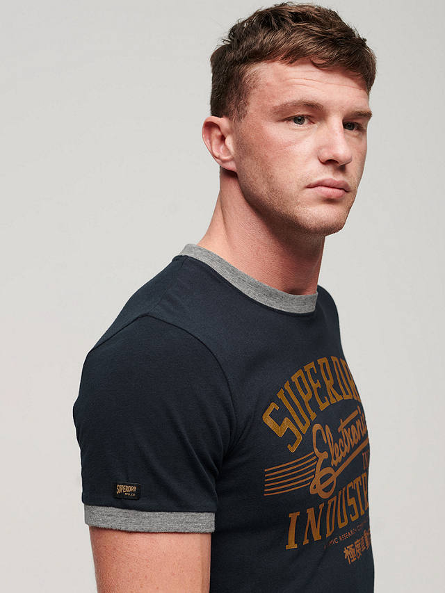 Superdry Ringer Workwear Graphic T-Shirt, Navy/Multi