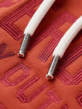 Superdry Worker Scripted Embroidered Graphic Hoodie, Burnt Orange