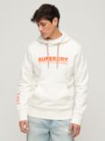 Superdry Overhead Utility Sport Logo Loose Hoodie, White/Orange