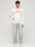 Superdry Overhead Utility Sport Logo Loose Hoodie, White/Orange