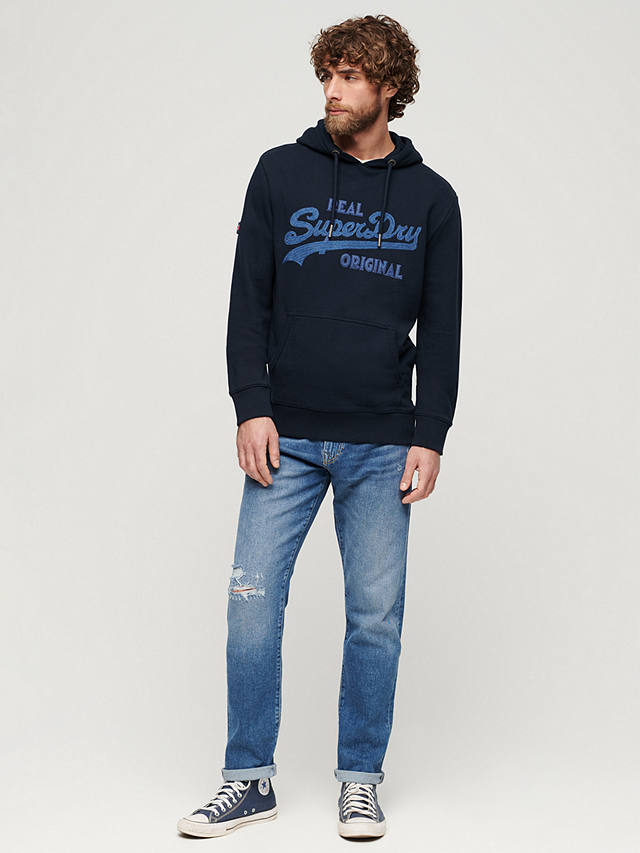 Superdry Embroidered Sport Logo Hoodie, Eclipse Navy