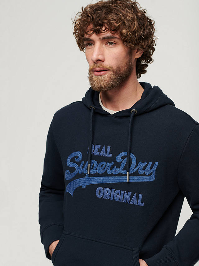 Superdry Embroidered Sport Logo Hoodie, Eclipse Navy