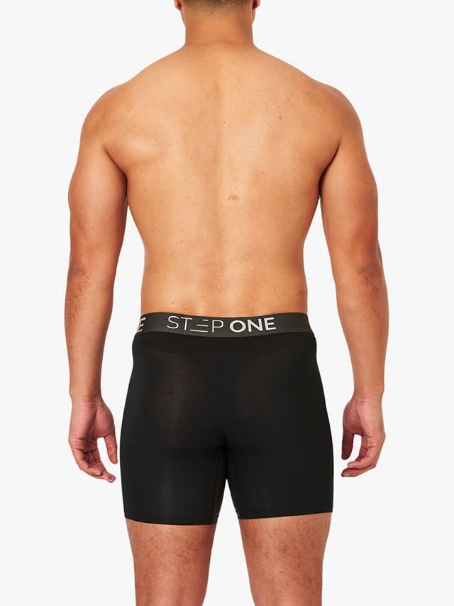 Step One Bamboo Boxer Briefs With Fly, Black Currants