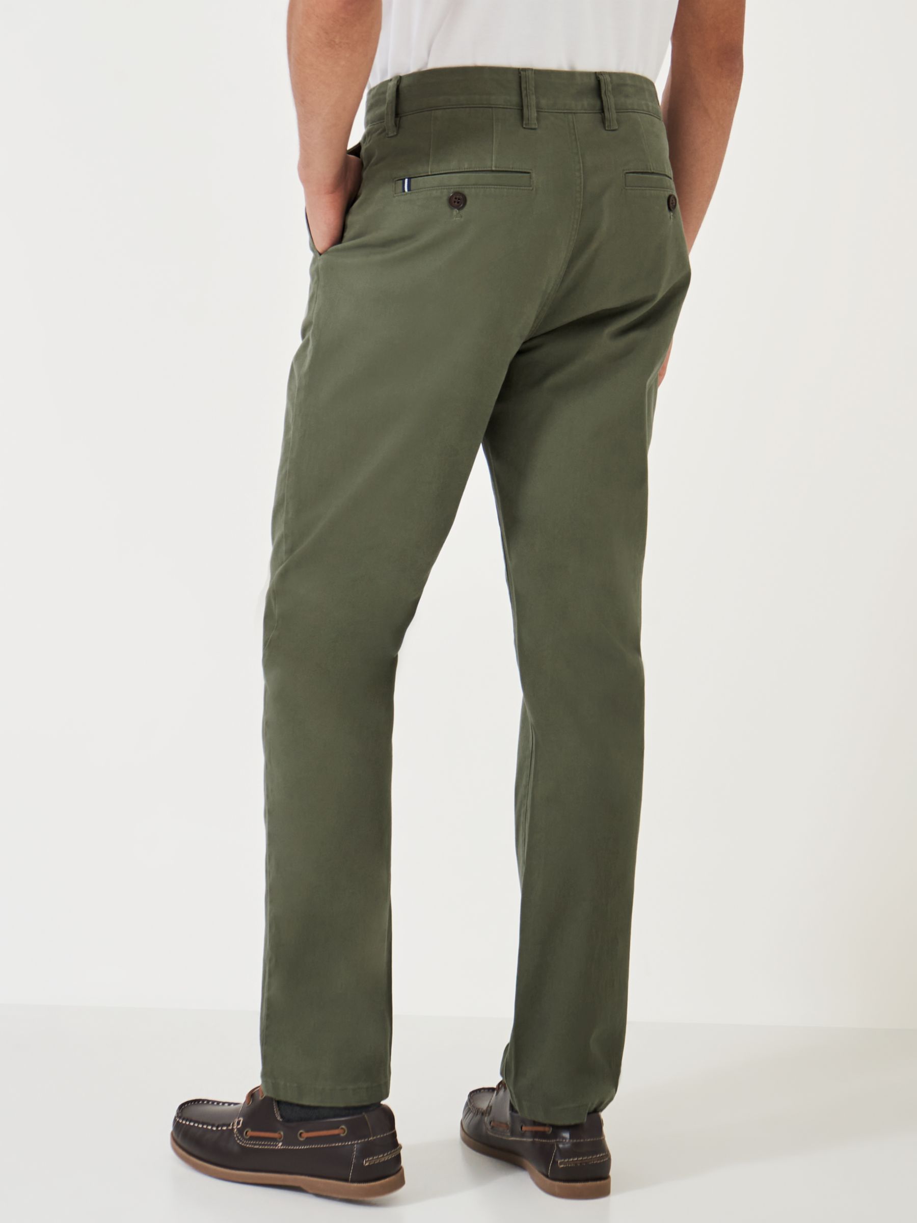 Crew Clothing Straight Fit Chinos, Mid Green, 30S