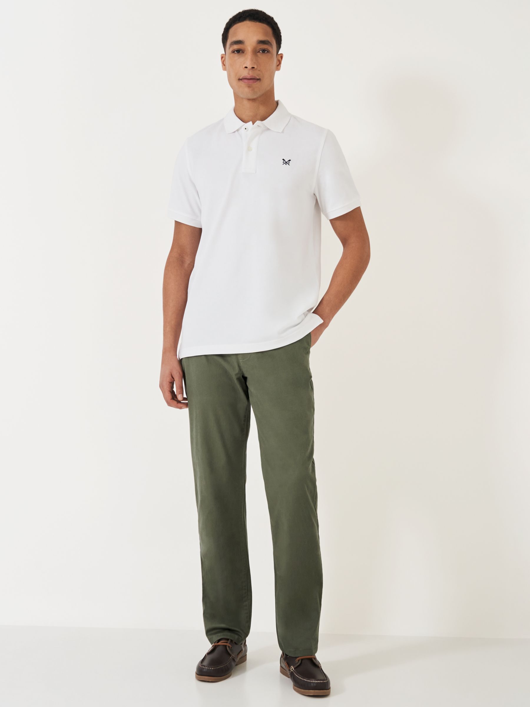 Crew Clothing Straight Fit Chinos, Mid Green, 30S