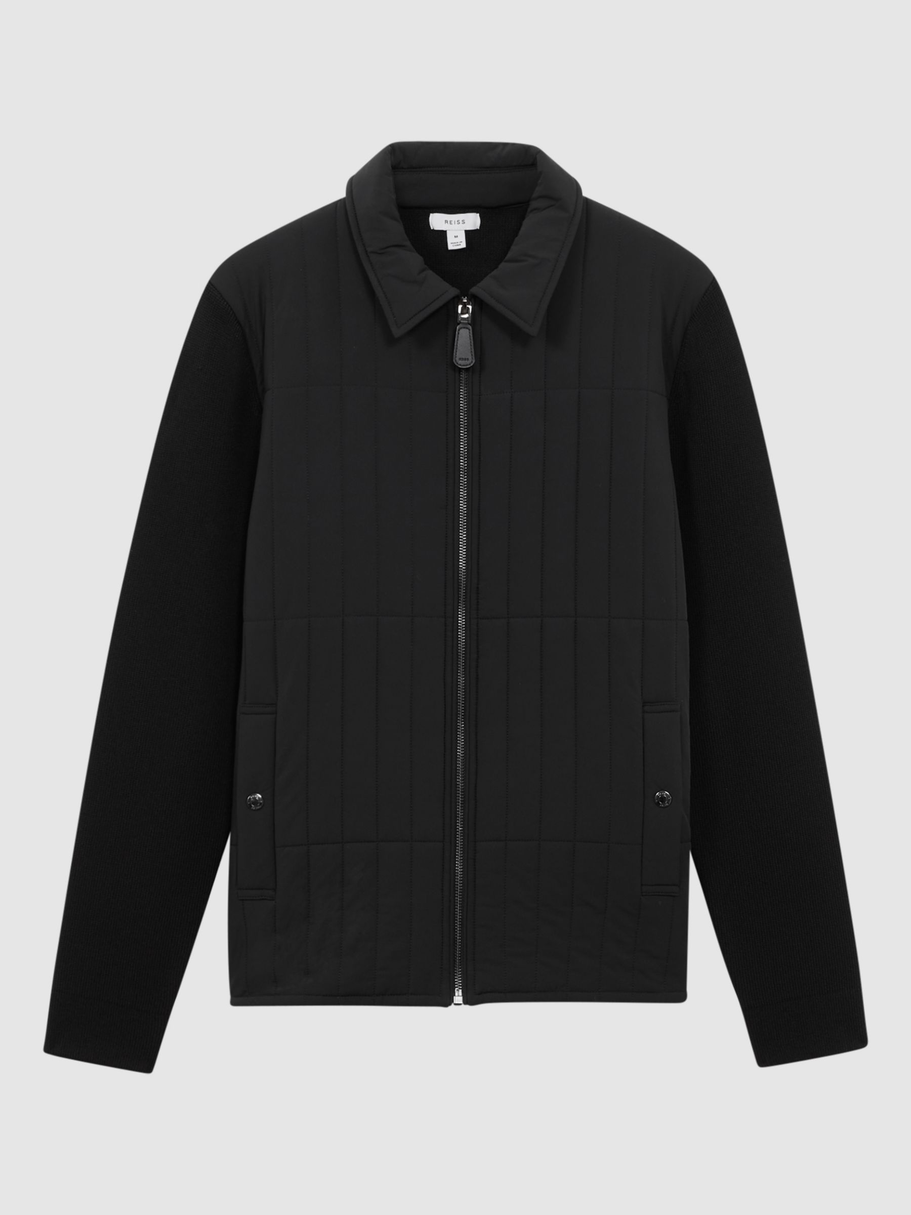 Reiss Tosca Long Sleeve Through Quilted Jacket, Black at John Lewis ...