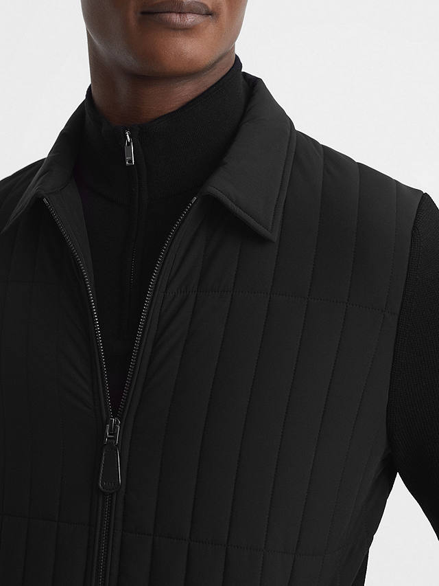 Reiss Tosca Long Sleeve Through Quilted Jacket, Black
